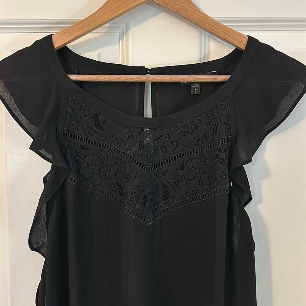 Black Shell with Lace scoop neck detail by Express size L